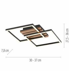Deckenleuchte AKUSTIKA, Holz-natur, schwarz, modern, drehbar