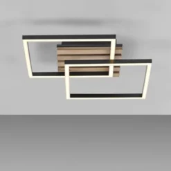 Deckenleuchte AKUSTIKA, Holz-natur, schwarz, modern, drehbar