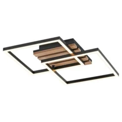 Deckenleuchte AKUSTIKA, Holz-natur, schwarz, modern, drehbar