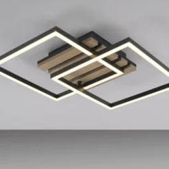 Deckenleuchte AKUSTIKA, Holz-natur, schwarz, modern, drehbar