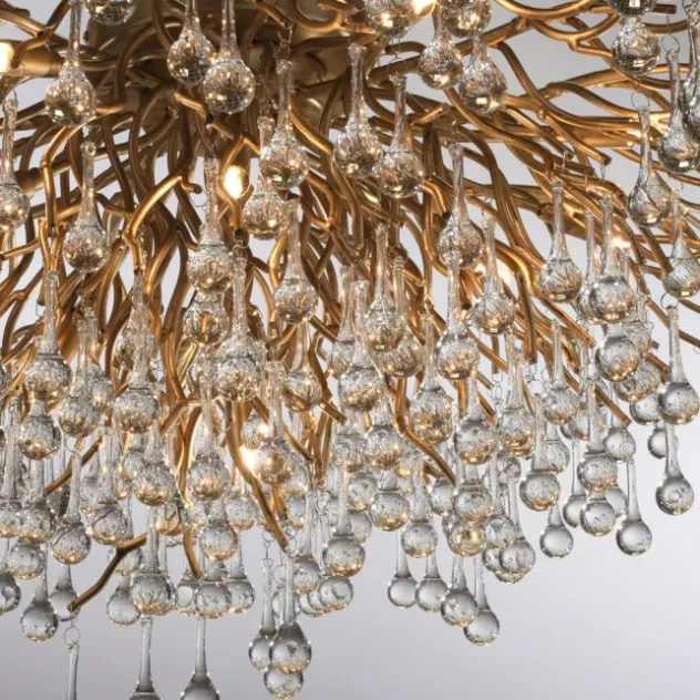 Deckenleuchte, Altmessing Optik, 280 Glasprismen, LED fähig