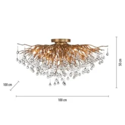 Deckenleuchte, Altmessing Optik, 280 Glasprismen, LED fähig