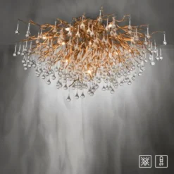 Deckenleuchte, Altmessing Optik, 280 Glasprismen, LED fähig