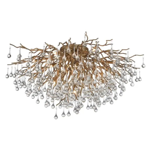 Deckenleuchte, Altmessing Optik, 280 Glasprismen, LED fähig