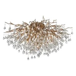Deckenleuchte, Altmessing Optik, 280 Glasprismen, LED fähig