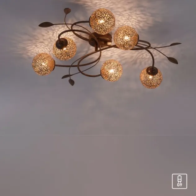 Deckenleuchte, braun, gold, Landhaus-Stil, lichtdurchlässiges Muster