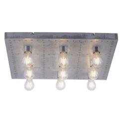 Deckenleuchte, eisen, quadratisch, Industrial-Stil, 9-flammig, E27 Fassung