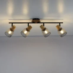 Deckenleuchte 4-flammig Holz/Metall Kiefer E14, dreh - schwenkbar