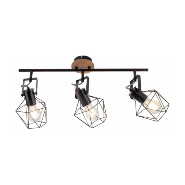 Deckenleuchte, Holz, Metall, modern, Vintage Stil, verstellbare Spots