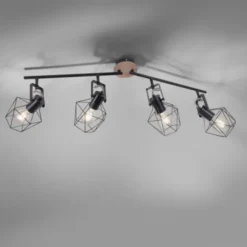 Deckenleuchte, Holz, Metall, modern, rustikales Design, schwenkbar, Vintage