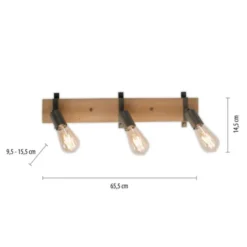 Deckenleuchte, Metall, Holz, bewegliche Spots, rustikales Design, modern