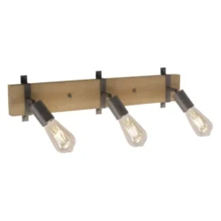 Deckenleuchte, Metall, Holz, bewegliche Spots, rustikales Design, modern