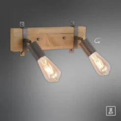 Deckenleuchte, rustikales Design, verstellbare Spots, Holz, Metall, modern