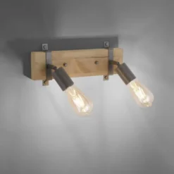 Deckenleuchte, rustikales Design, verstellbare Spots, Holz, Metall, modern