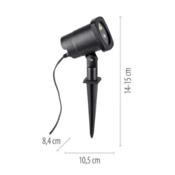 Erdspießleuchte, Laserleuchte, schwarz, IP44, bunte Lichteffekte