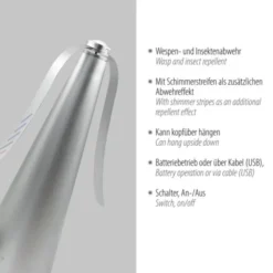 Fliegenwedler silber elektrisch Batterie mit USB Insektenabwehr