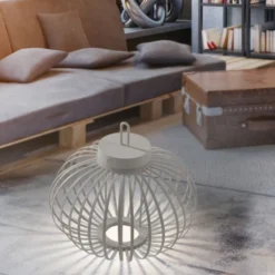 JUST LIGHT Akku Leuchte Gabbia Tisch oder Pendelleuchte, weiß