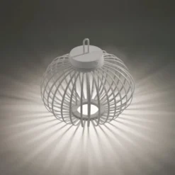 JUST LIGHT Akku Leuchte Gabbia Tisch oder Pendelleuchte, weiß