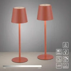 JUST LIGHT AKKU Tischleuchten-Set BURIA, 2er, orange