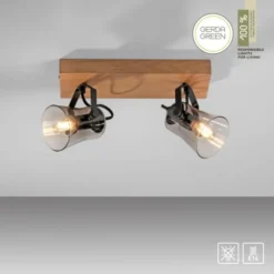 JUST LIGHT LED Deckenleuchte GERDA LANGSTRÖM 2-flammig Eiche Echtholz