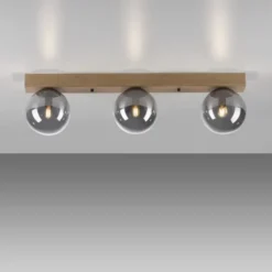 JUST LIGHT LED Deckenleuchte GERDA WIDOW 3-flammig Holz rauchfarben