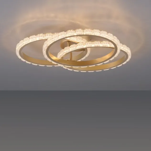 JUST LIGHT LED Deckenleuchte GLITRA messing matt 3 Ringe