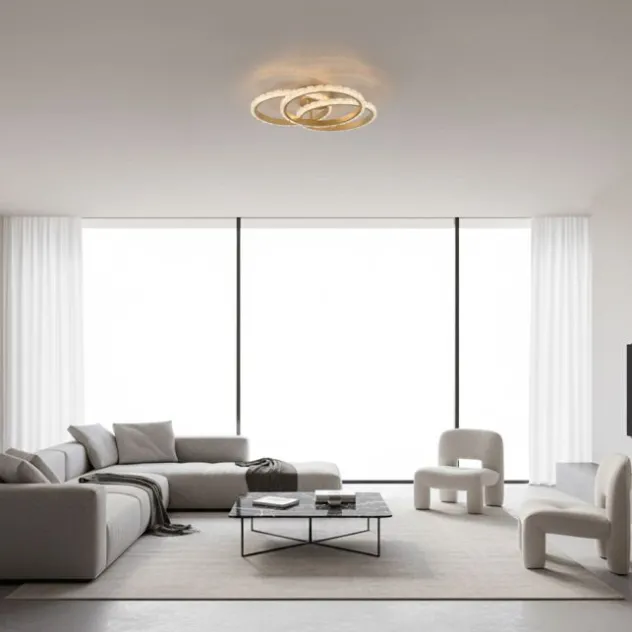 JUST LIGHT LED Deckenleuchte GLITRA messing matt 3 Ringe