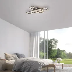 JUST LIGHT LED Deckenleuchte GLITRA schwarz Kristalloptik 3 Rechtecke