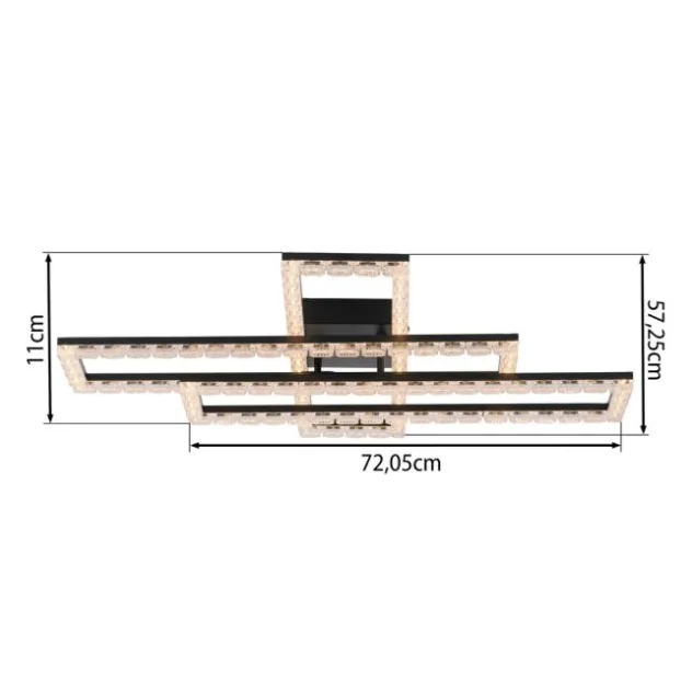 JUST LIGHT LED Deckenleuchte GLITRA schwarz Kristalloptik 3 Rechtecke