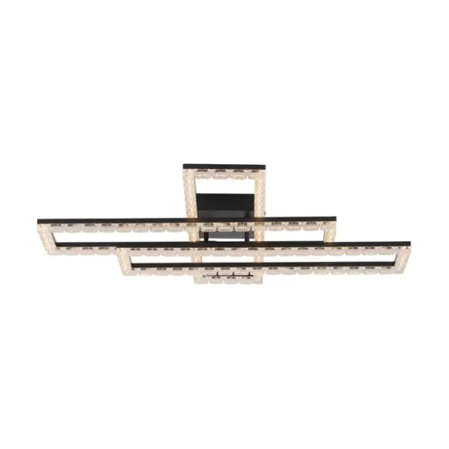 JUST LIGHT LED Deckenleuchte GLITRA schwarz Kristalloptik 3 Rechtecke