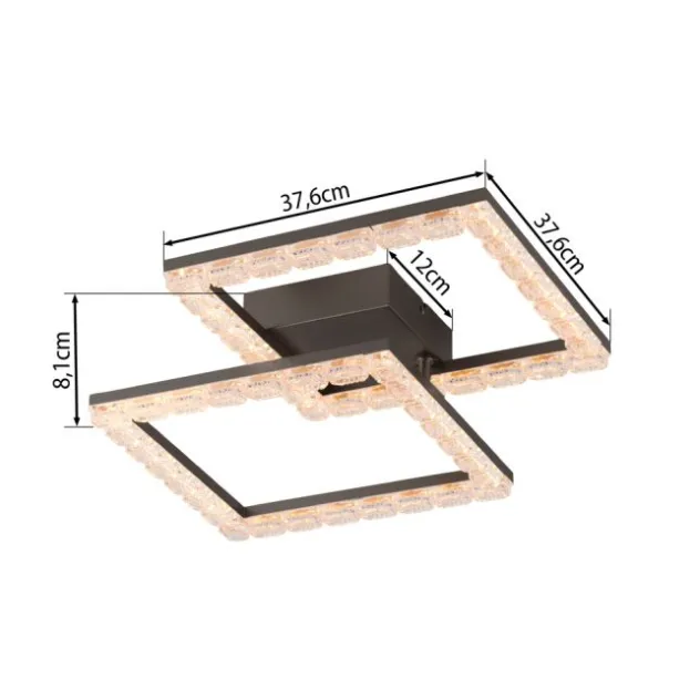 JUST LIGHT LED Deckenleuchte GLITRA schwarz Kristalloptik