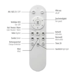 JUST LIGHT LED Deckenleuchte mit Ventilator KOPTA, weiss, Fernbedienung