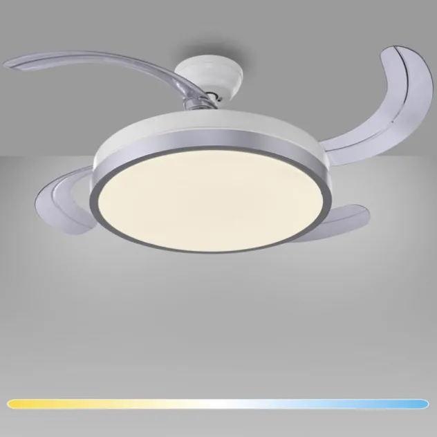 JUST LIGHT LED Deckenleuchte mit Ventilator KOPTA, weiss, Fernbedienung