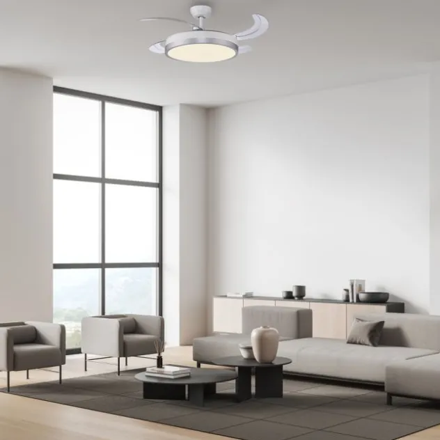 JUST LIGHT LED Deckenleuchte mit Ventilator KOPTA, weiss, Fernbedienung