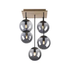 JUST LIGHT LED Deckenleuchte GERDA WIDOW 5-flammig Holz rauchfarben