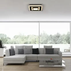 JUST LIGHT LED Deckenleuchte CICHIO silber schwarz quadratisch