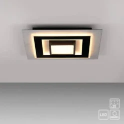 JUST LIGHT LED Deckenleuchte CICHIO silber schwarz quadratisch