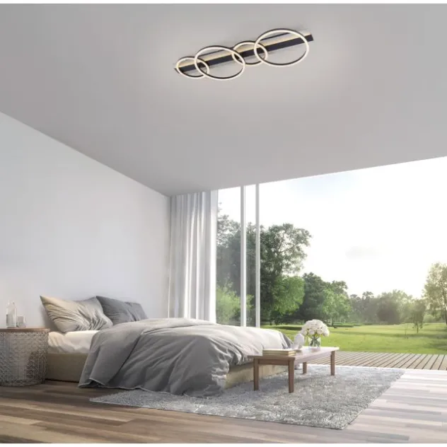 JUST LIGHT LED Deckenleuchte CICHIO schwarz silber Memoryfunktion