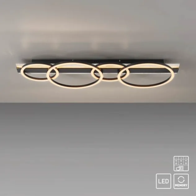 JUST LIGHT LED Deckenleuchte CICHIO schwarz silber Memoryfunktion