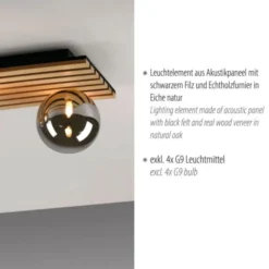 JUST LIGHT LED Deckenleuchte GERDA STIKA Eiche rechteckig Akustikpanel