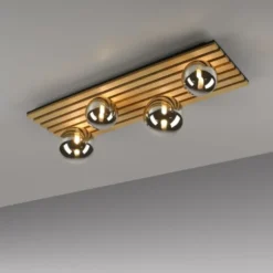 JUST LIGHT LED Deckenleuchte GERDA STIKA Eiche rechteckig Akustikpanel