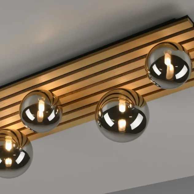 JUST LIGHT LED Deckenleuchte GERDA STIKA Eiche rechteckig Akustikpanel