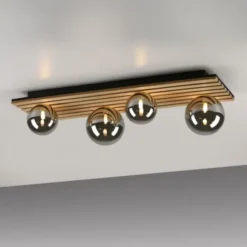 JUST LIGHT LED Deckenleuchte GERDA STIKA Eiche rechteckig Akustikpanel