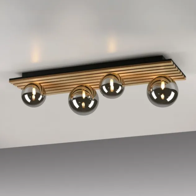 JUST LIGHT LED Deckenleuchte GERDA STIKA Eiche rechteckig Akustikpanel