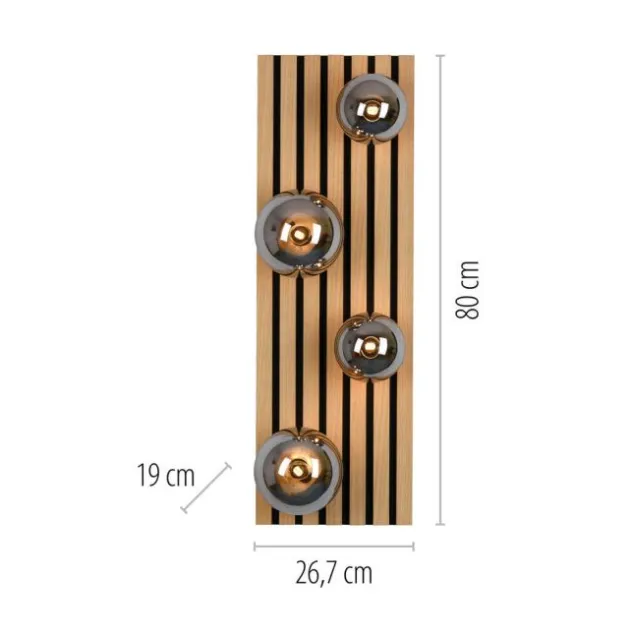 JUST LIGHT LED Deckenleuchte GERDA STIKA Eiche rechteckig Akustikpanel