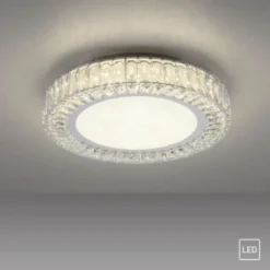 JUST Light LED Deckenleuchte 50cm rund Kristallrand neutralweiß