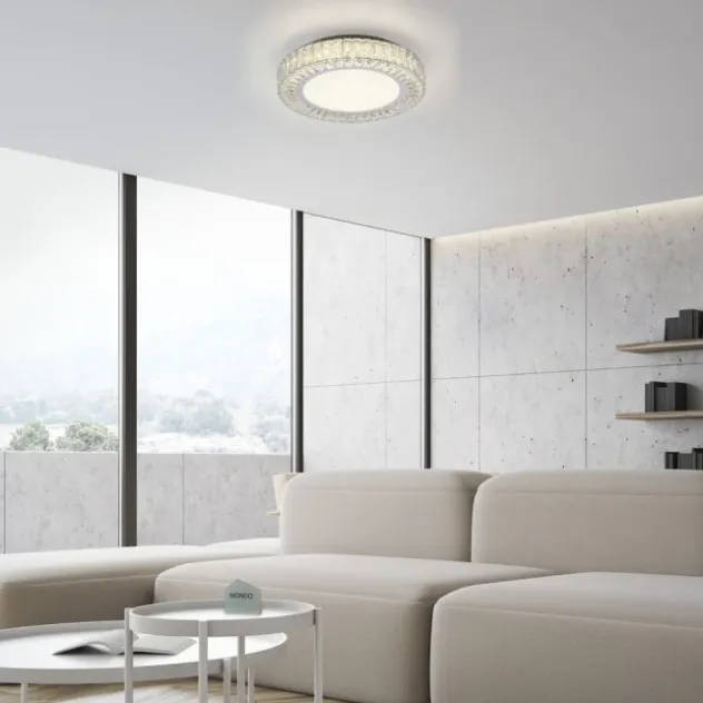 JUST Light LED Deckenleuchte 50cm rund Kristallrand neutralweiß