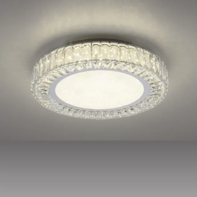 JUST Light LED Deckenleuchte 50cm rund Kristallrand neutralweiß