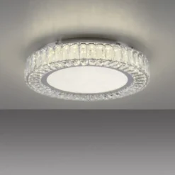 JUST Light LED Deckenleuchte 50cm rund Kristallrand neutralweiß
