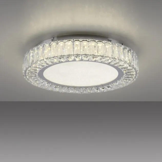 JUST Light LED Deckenleuchte 50cm rund Kristallrand neutralweiß